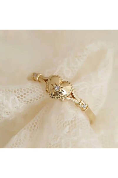 Choice 7 A098 Huitan Gold Color Heart Rings with Shiny Cubic Zirconia for Wom...