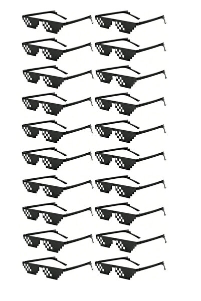 Choice1 20PCS black 20/6pcs Party Black Sunglasses 8-bit Pixelated Mosaic Gam...