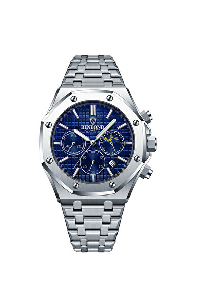 Choice B0161 Silver Blue BINBOND Top Brand Man Quartz Watch Luxury Luminous C...