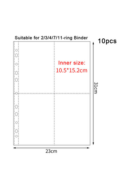 Choice 11Hole-4pocket 10pcs A4 Clear 10 Pcs Photo Album Refill Pages File Pro...