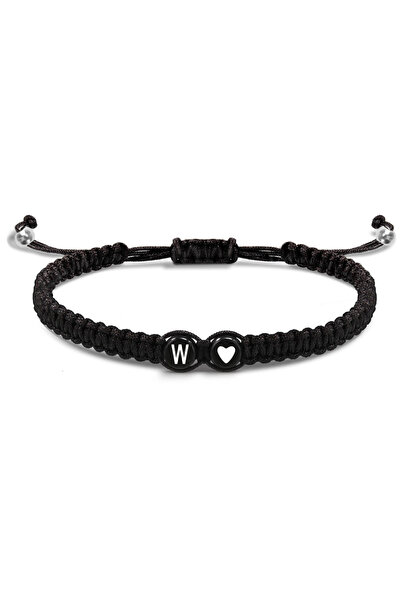 Choice W 26 Letters Initial Heart Bracelets Handmade Adjustable A-Z Name Brai...