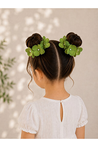 EliraToka Women's - Girls' Pearl Hydrangea Flower Bun Buckle Set of 2