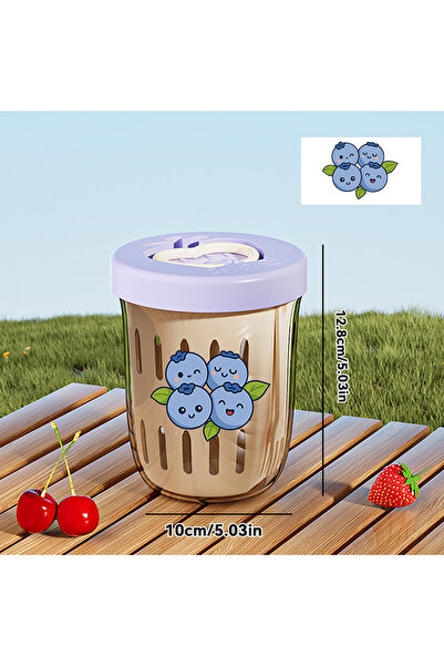 WORTHBUY Purple B Style Portable Oat Container Double-Layer Drain Fruit Cup R...