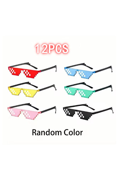 Choice4 12PCS Multicolor 20/6pcs Party Black Sunglasses 8-bit Pixelated Mosai...