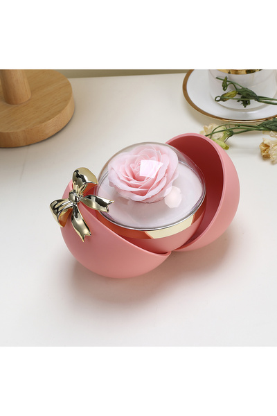 Choice No jewelry Pink Round Bow Preserved Eternal Rose Gift Box Necklace Rin...