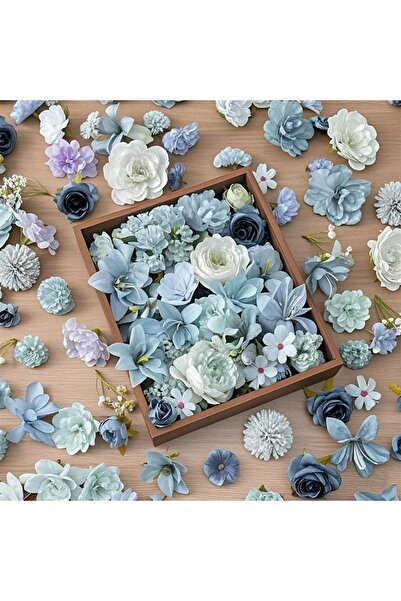 Choice 20Pcs Blue 20/50Pcs Artificial Flower Head Mini Silk Artificial Rose D...