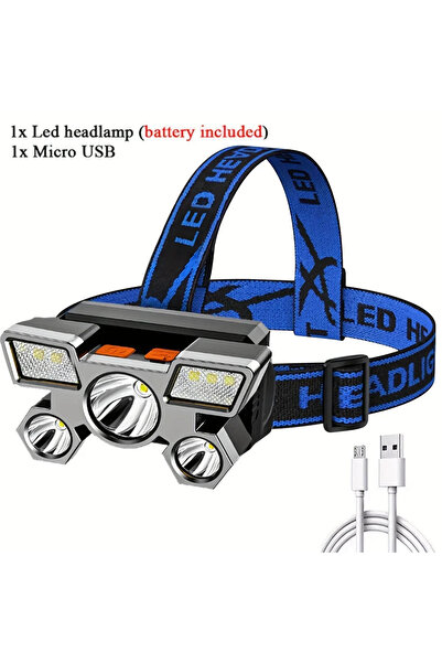 Choice4 Heinast T008C USB Rechargeable Built-in Battery 5 Led Strong Headligh...