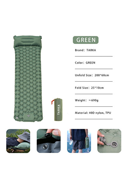Choice green TARKA 2m Lengthen Inflatable Mattress Outdoor Camping Self-Infla...