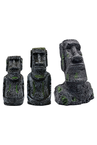 Choice 5x3x12cm Aquarium Moai Statues Easter Island Head Ornaments Statues Fi...