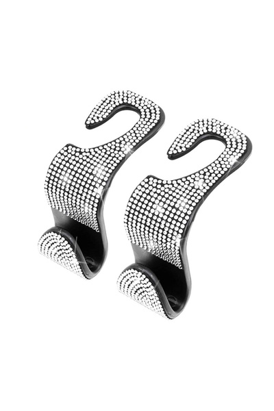 Choice4 White 2pc Rhinestone Decor Car Seat Back Hook Hanger Universal Bling ...