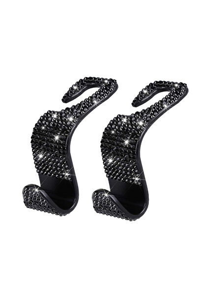 Choice7 Black 2pcs Rhinestone Decor Car Seat Back Hook Hanger Universal Bling...