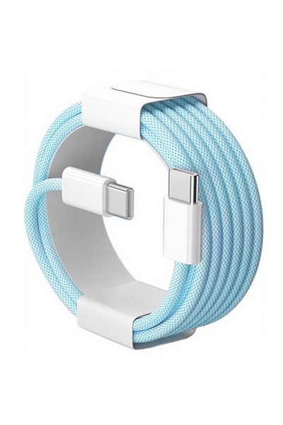 Choice8 1m 2pcs Blue 60W PD Nylon Braided USB-C to USB C Fast Charger Cable F...