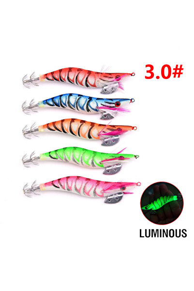 Choice 5PCS 12CM 14G 5pcs/lot Fishing Wood Shrimp Luminous Squid Octopus Lure...