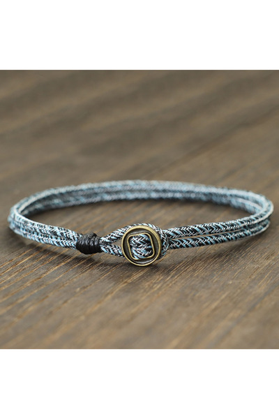Choice5 20.5cm SilverGrey Nautical Bilayer Rope Bracelet Men Detachable Easy ...
