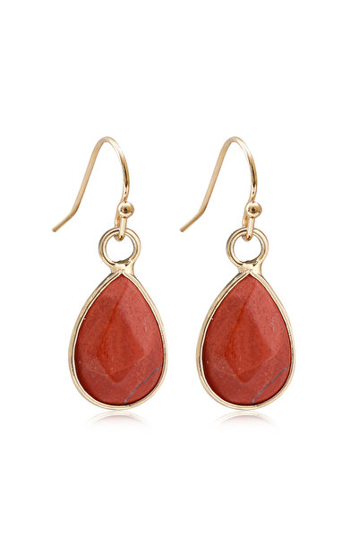 Choice Red jasper a Natural Stone Earrings for Women Teardrop Agate Crystal A...