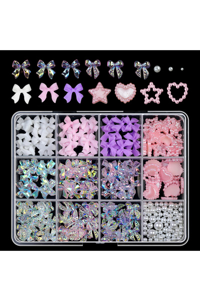 Choice1 05 12/15Grids/box Mixed Resin Bowknot Nail Art Decorations 3D Acrylic...