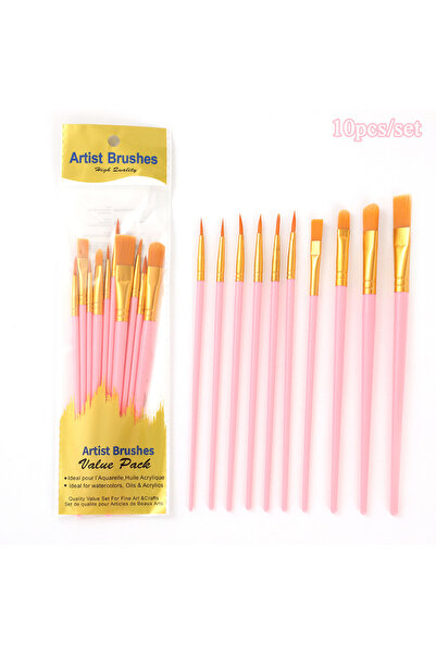 Choice Pink 10pcs/set Paint Brushes Set Nylon Hair Artist Brushes Durable Nyl...