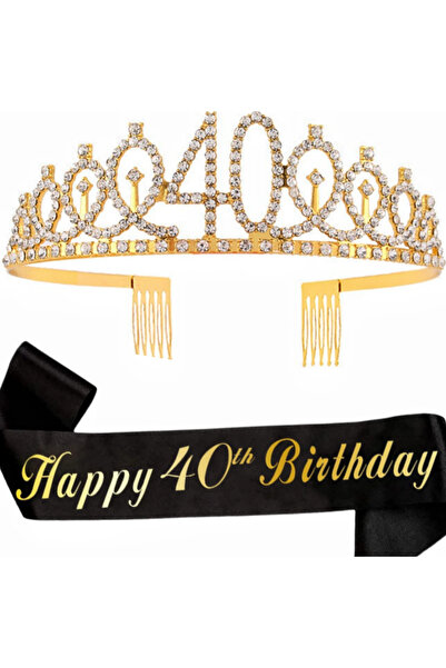 Choice7 gold-40 Birthday Tiara Crown Sash Women Girls 16Th 18th 21St 30Th 40T...