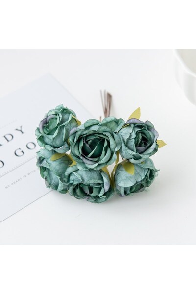 Choice11 green 6Pcs Artificial Flowers Wedding Mini Bouquet Wreath Scrapbooki...