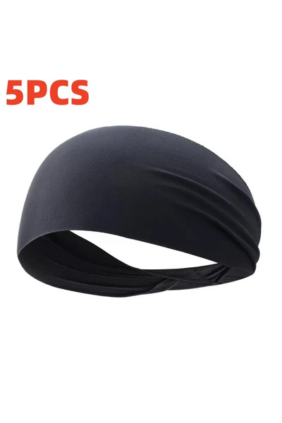 Choice5 5PCS Black Sweatband for Men Women Elastic Sport Hairbands Head Band ...