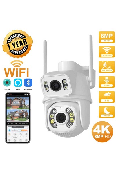 Choice US Plug 8MP NO SD CARD 4K 8MP HD Dual Lens Outdoor Wireless Security I...