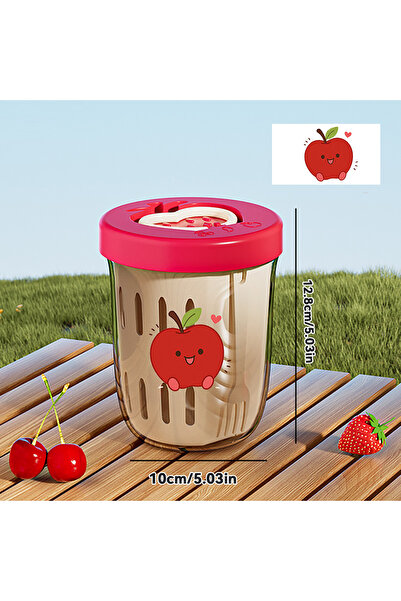 WORTHBUY Red B Style Portable Oat Container Double-Layer Drain Fruit Cup Reus...