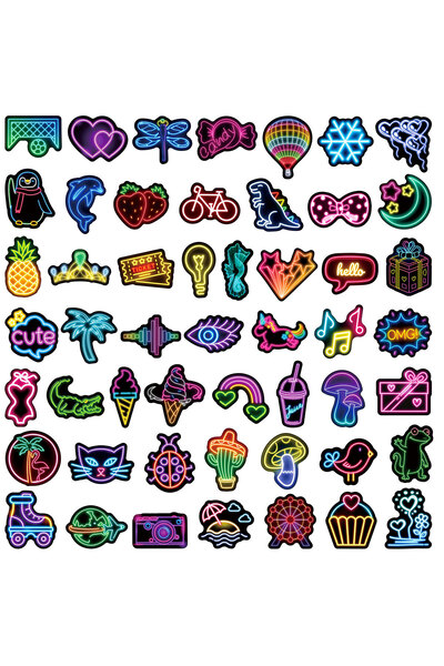 Choice 50pcs 50/100 Pcs Cute Neon Cartoon Animal Doodle Stickers Waterproof f...