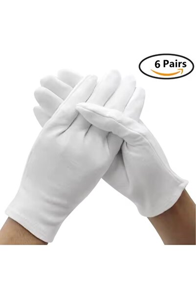 Choice L MGZ065 6Pairs 24PCS White Cotton Work Gloves for Dry Hands Ceremonia...
