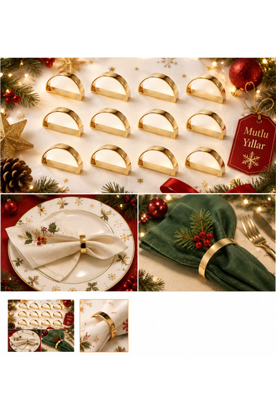 İsmet toka 12 Pieces - D Ring Napkin Rings (Not Gold) Christmas and Ramadan -...