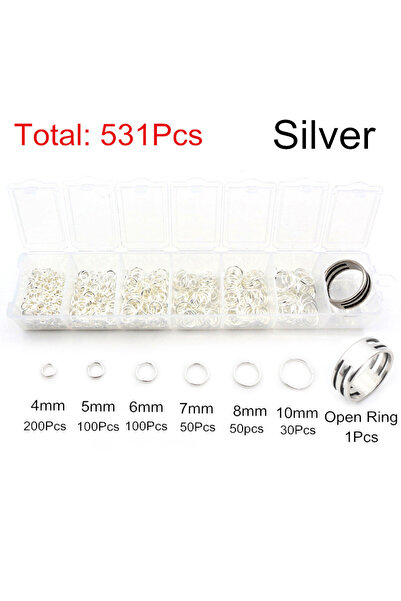 Choice AH-146 Silver One Set Box 3 4 5 6 7 8 10mm 8 Colors Open Jump Rings Sp...