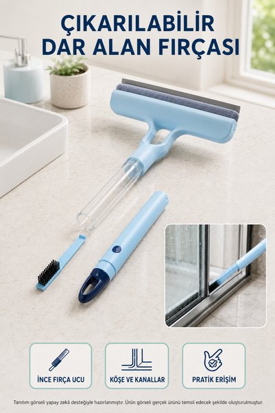 TOYFEST 4-in-1 Spray Glass Cleaning Tool – Glass Cleaner with Squeegee, Brushed Window & Mirror Cleaner