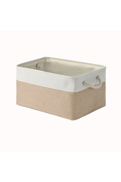 Choice12 L-41X31X21CM white khaki Folding Linen Fabric Storage Basket Multi-f...