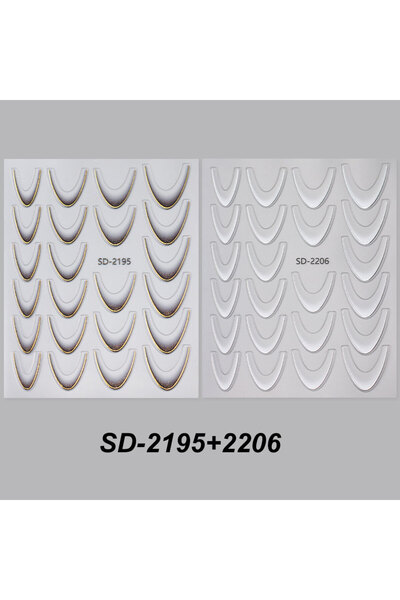 Choice 2pcs SD-2195-2206 2/4pcs Gradient French Nail Decals Brozing Gold Silv...