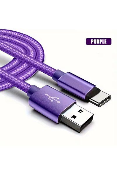 Choice7 2m Purple Durable Fast Charge Type C USB Braided Cable 1m 2m Quick Ch...