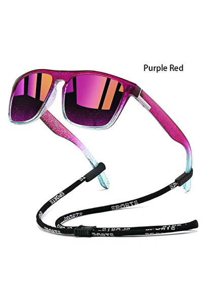Choice GL-F755(PurpleRed) Sunglasses with Chain for Men and Women, Classic Sq...