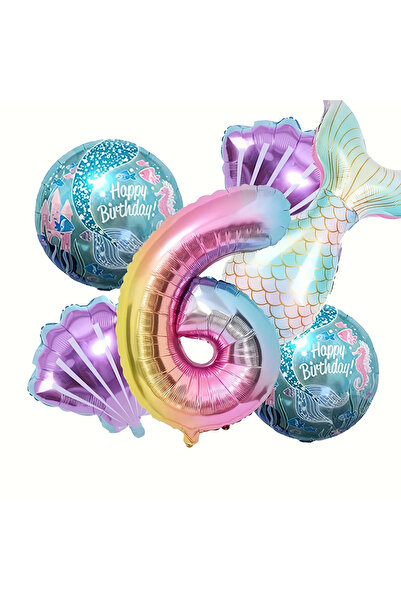 Choice NUMBER 32inch Tail 6 PCS-6 6 pcs Mermaid Tail Ball Digital Foil Balloo...