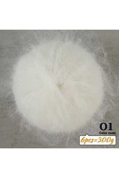 Choice 01 White 300g Colorful Long-Haired Alpaca Mohair Yarn, Handmade DIY Ma...