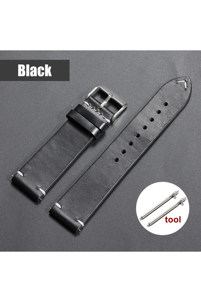 Choice30 18mm Black Vintage Oil Wax Leather Watchband 18mm 20mm 22mm 19mm 21m...
