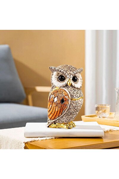 Choice1 Yellow Owl Statue Shelf Decor Office Ornament Bedroom Modern Table De...