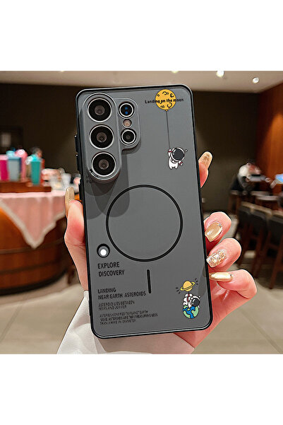 Choice Galaxy S25 Ultra A126 Black Little Astronaut Magnetic Phone Case For S...