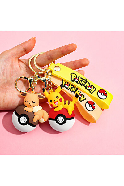 Choice4 6 cm 2PCS Cute Pokemon Pokeball Keychain Pikachu Eevee Charmander Fig...
