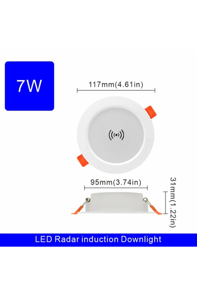 Choice1 Cold white 220V 7W 2pcs/lot Radar Led Downlight 5W 7W 9W 220V Human S...