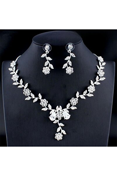 Choice 80830601 1 Set Of Fashionable Copper Inlaid Claw Chain Necklace, Earri...