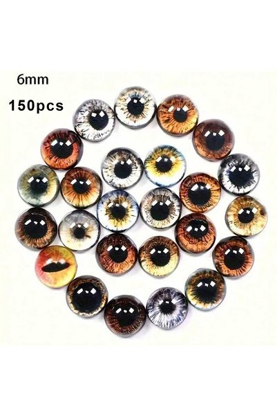 Choice11 random 150pcs 6mm 6/8/12/16mm Doll Eyes Cat Eyes Glass Eyes Round Ca...