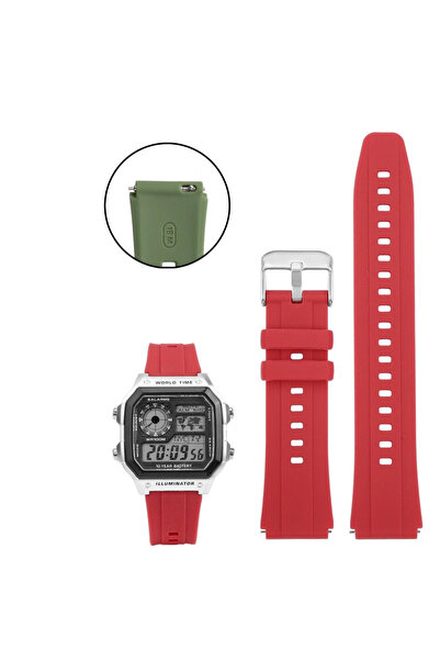 Choice9 18mm Red-silver For G-SHOCK 3299 AE1200 AE-1200 AE1300 SGW400 SGW-300...