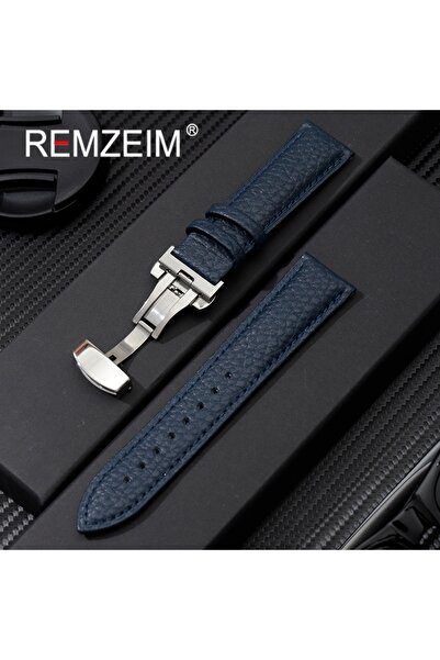 Choice 20mm dark blue Litchi Grain Strap 18/20/22mm Watch Accessories Genuine...