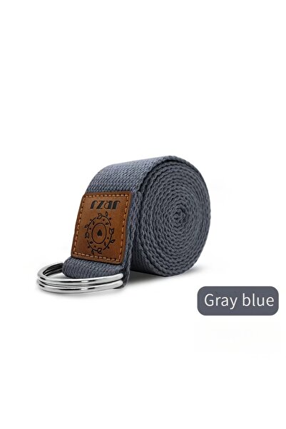 Choice Gray Blue Leather Label Yoga Stretching Strap for Fitness, Open Should...