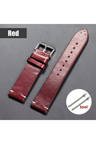 Choice6 18mm Red Vintage Oil Wax Leather Watchband 18mm 20mm 22mm 19mm 21mm 2...