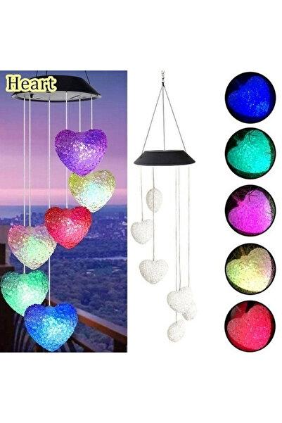 choice2 Heart LED Solar Wind Chime Crystal Ball Hummingbird Wind Chime Light ...