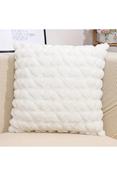 Choice 45X45cm White Modern Solid Color Love Plush Throw Pillow Cover,Valenti...